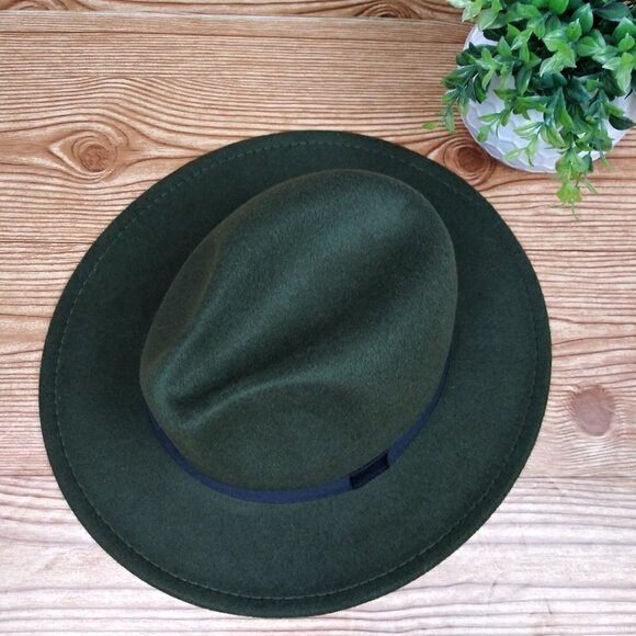 Minimalist fedora hat one-size plain army green casual unisex - Picture 3 of 11